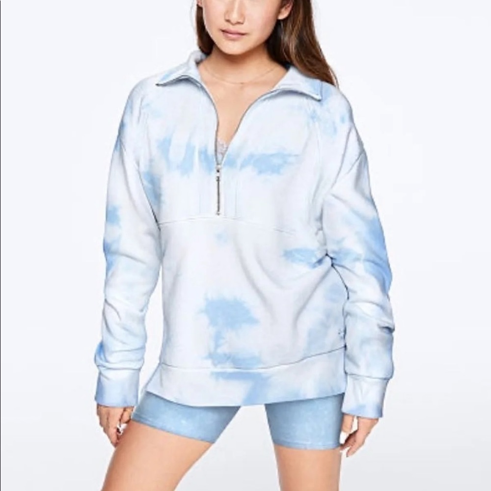 VS PINK periwinkle tie dye quarter zip sweatshirt